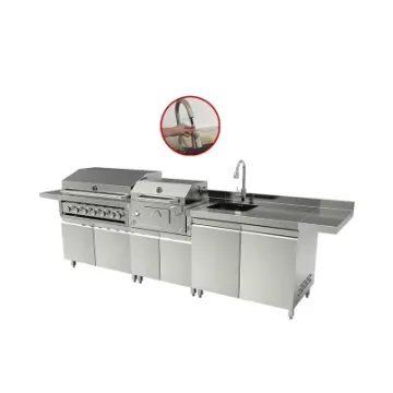Hot Selling Commercial Stainless Steel BBQ Grill Watertap Fridge Cabinet