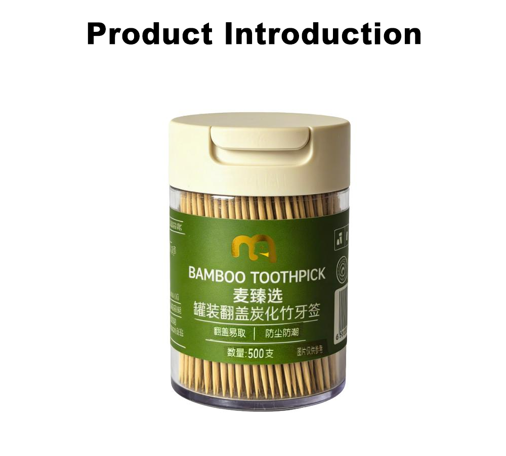 Flip Jar Carbonized Bamboo Toothpicks x