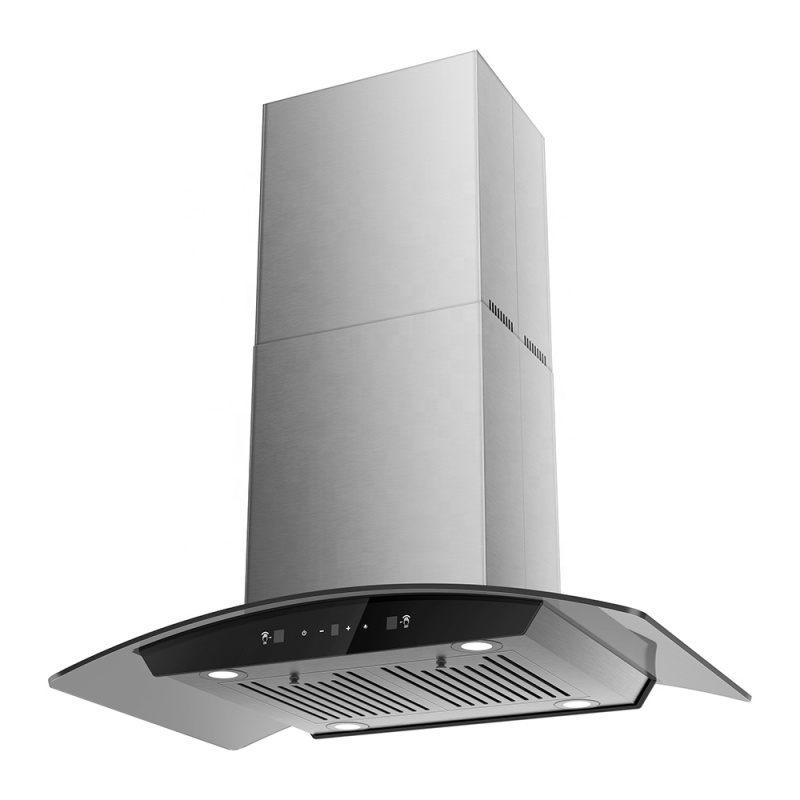 Custom Stainless Steel Baffle Filters 3 Speed Fan 36 Inch  Kitchen Island Ductless Range Hood for Kitchen Cooker Hood