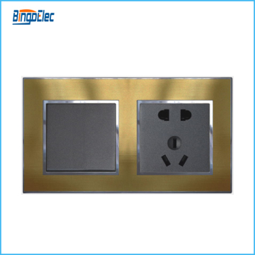 metal panel uk standard 1gang 1way switch and 5pin socket