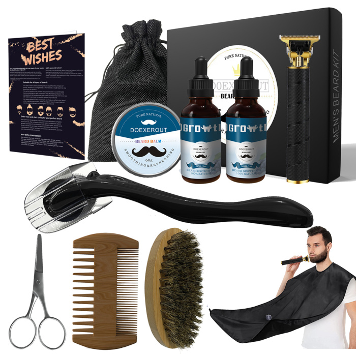 10 peça definir produtos de cuidados com barba preta