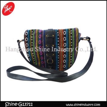 embroider cross-body bag/colorful stripes shoulder bag