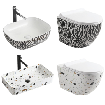 Wall-Mounted Toilets and Sinks Set: Prefab Color Sink Toilet Combo