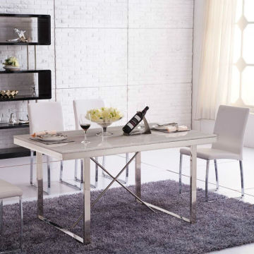 Marble Top Stainless Steel Frame Dining Table 099-1