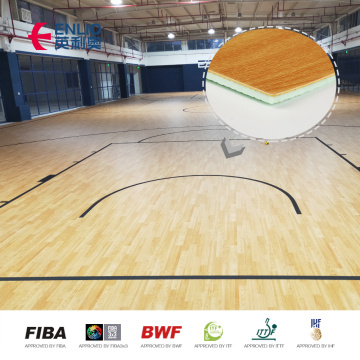 Lantai sukan bola keranjang yang diperakui FIBA ​​berdasarkan standard NFHS