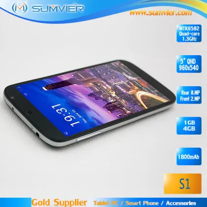 5inch WCDMA Mediatek Mt6582 1.3GHz Quad-Core Smart Mobile Phone (S1)