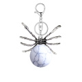 Howlite 16MM Ball Antique Silver Spider Pendant (47x40mm) Necklace 45cm Black Cord