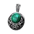 Malachite 20MM Cabochon Alloy Gemstone Pendant