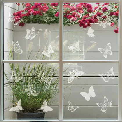 Anti-Collision White Hummingbird Window Sticker - Warning Bird Static Glass Sticker