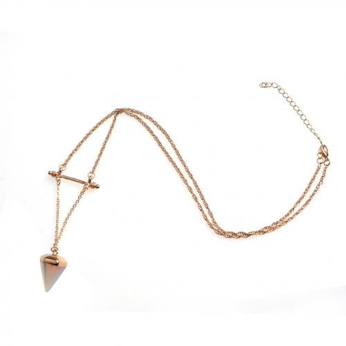 Quartz Geometric Necklace Triangle Pendant Gold Plating