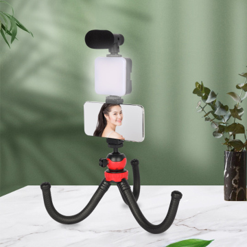 Kit complet de la caméra Vlogging: trépied, microphone et lumière LED pour la caméra et le téléphone