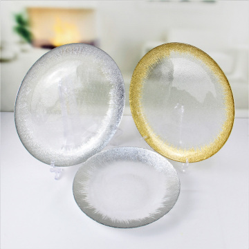 Gold And Silver Foil Rim Glass Charger Plates