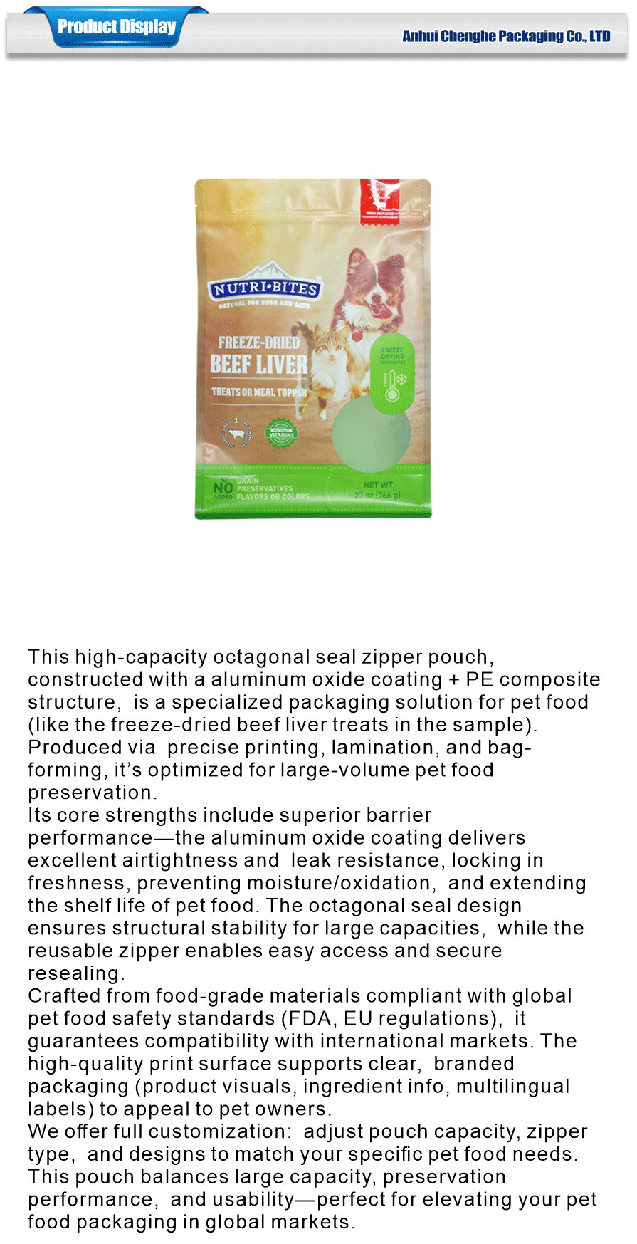 pet food eight sided zipper bags