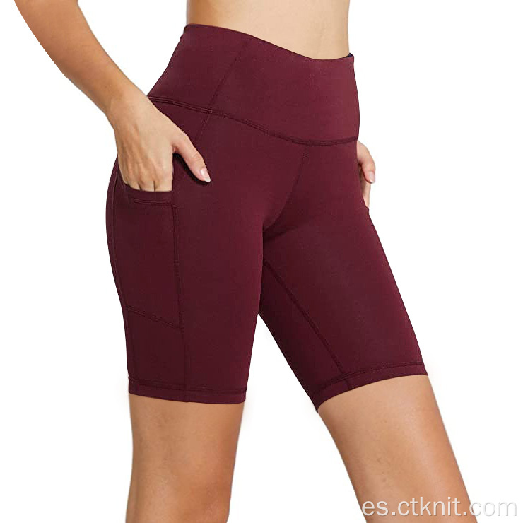 pantalones cortos de cintura alta para mujer