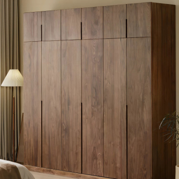 Modern Black Walnut Solid Wood One-Door Closet for Bedroom