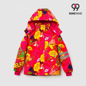 Chaqueta de invierno con grafiti Pop Art para niños vibrantes
