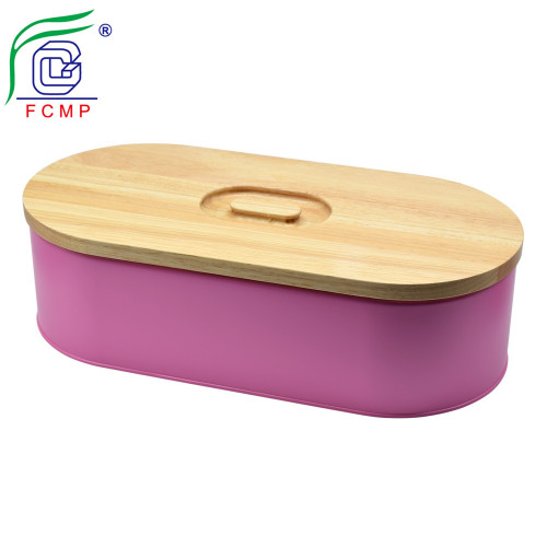 Metal Bread Box Bamboo Lid