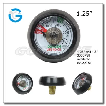 UL Listed 3000PSI 1.25 inch stainless steel oxygen cylinder gauge