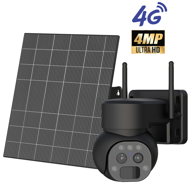 y9 عدسة مزدوجة 5W لوحة شمسية البطارية مدعومة 4G بطاقة SIM في الهواء الطلق PTZ DOME CCTV كاميرا شبكة الشبكة