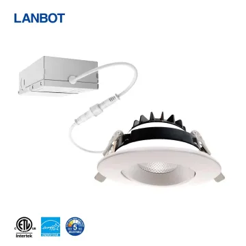 White 4 Inch 12W Round/Square COB Recessed Gimbal Slim Down Light LED Adjustable Downlight with Junction Box - ETL Certified