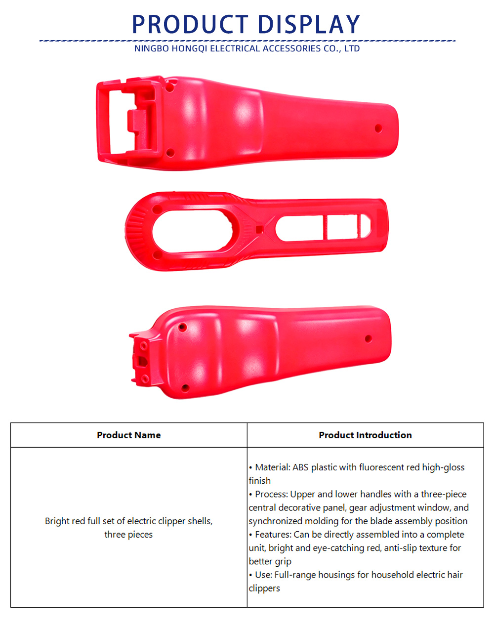 54-Bright red full set of electric clipper shells, three pieces-x