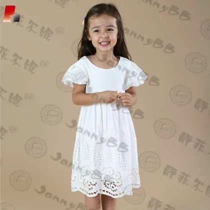 white rustic lace country flower girl dress