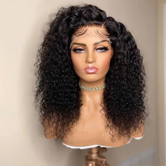 Wholesale Water Wave Raw Remy glueless Lace Front Natural Color Pre Plucked 360 Curly Lace Closure Frontal Human Hair Wigs