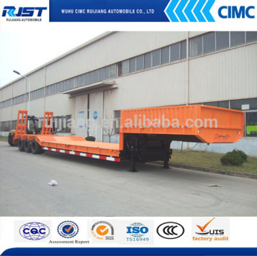 Three axles tire expose low bed trailer