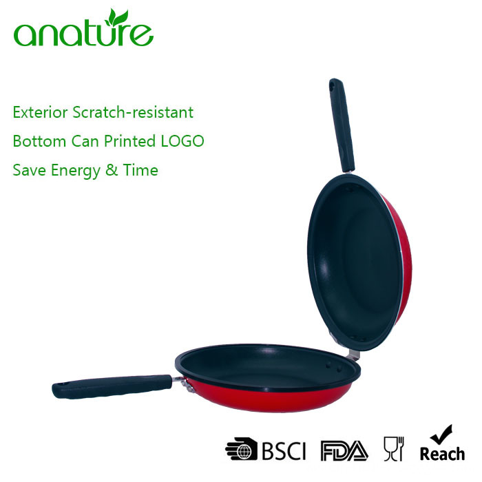 Economic Double Side Nostick Red Frying Pan