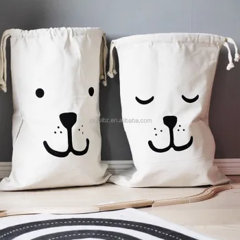 Custom Logo Hot Sale Recycled Washable High Quality Cotton Laundry Drawstring Bag