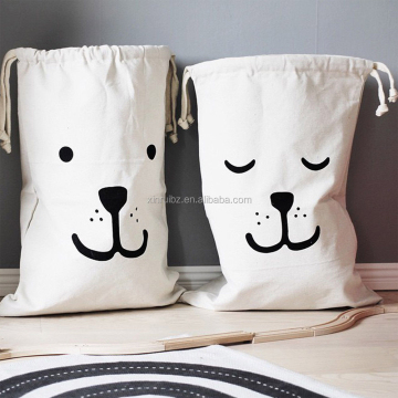 Custom Logo Hot Sale Recycled Washable High Quality Cotton Laundry Drawstring Bag