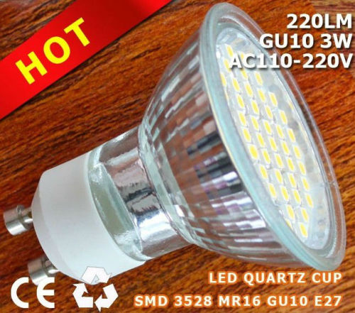 3W Gu10 220V led Quartz Light Cup SpotLight,2 years warranty