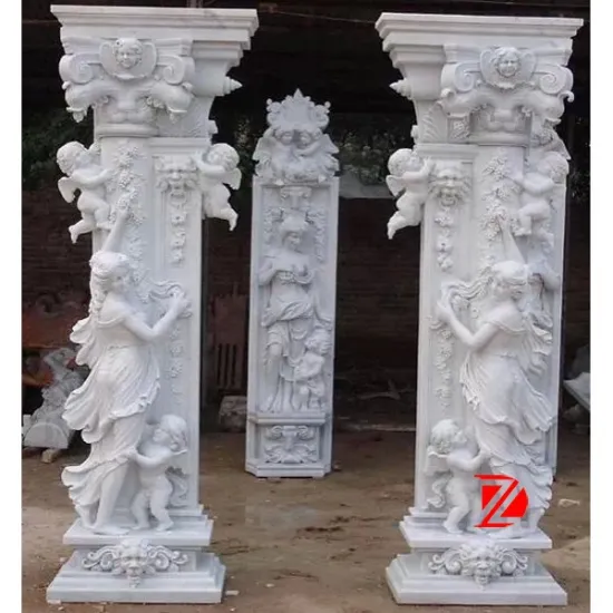 stone building design pillar with lady statue