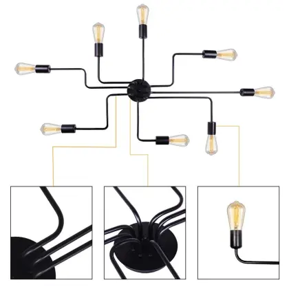 Black 8 Lights Sputnik Chandelier