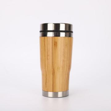 Caneca de café de aço inoxidável de 450ml de bambu