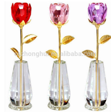 Fresh Pink Crystal Rose For Wedding Or Valentine's Day Souvenir Gift