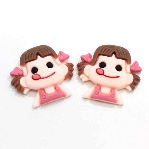 Herstellung Kawaii Girl Head Shaped Harz Cabochon 100pcs / bag Flache Rückseite Harze Handgemachte Handwerk Dekoration Perlen Charms