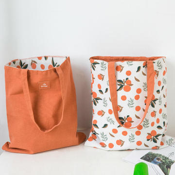 Colorful Printed Reusable Cotton Handbag for Shopping and Storage