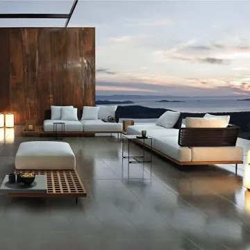 Wicker Sectional Modern Luxury Patio Teak Garden Sofa