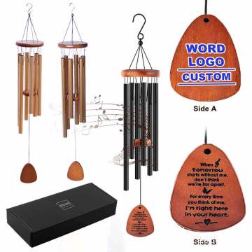 Badge di legno nero personalizzato CHIMES VENTO CON LOGO O PAROLE PER PET MEMORIAL