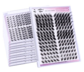 Bivanfe New 168 Cluster Schräg fliegender Cluster blühen natürliche weiche Selbsttransplantationsegmentierter DIY Wimpern Set