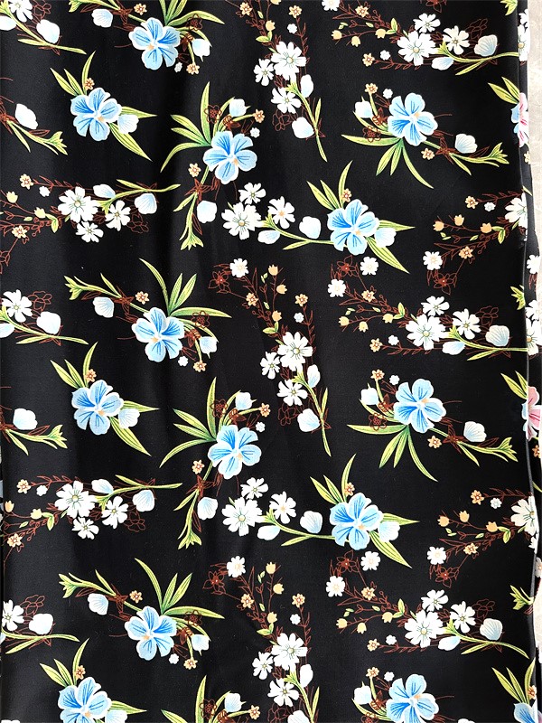 Floral Screen Print Rayon Fabric For Summer Dress