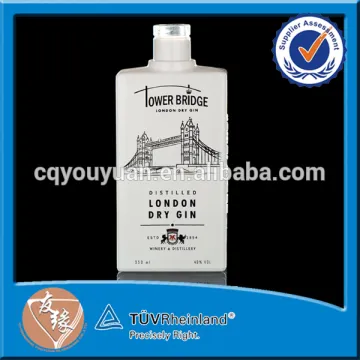 White Spray Empty Glass Liquor Bottle 350ML Mini Square Glass Spirit Liquor Bottle