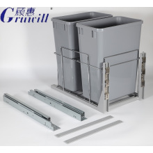 Kitchen cabinet pull-out double layer trash can