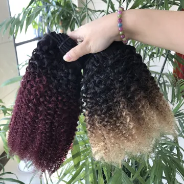 high quality 100% human hair hair weft bulk 4a 4b 4c clip ins afro kinky curly,curly clip ins extensions afro kinky curly