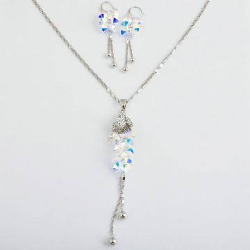 Fashion Jewelry Necklace Set with Swarovski Stone Glued