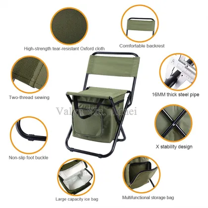 Portable Folding Fishing & Camping Chair with Cooler Bag