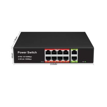 Factory Price Gigabit PoE Switch with 8+2 Ports for Monitoring and Energy Saving