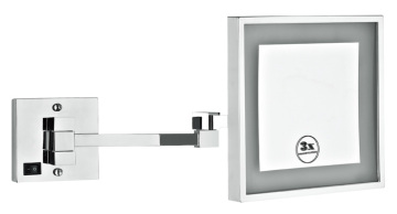 Square lighted magnifying makeup mirror for hotel room mr8023