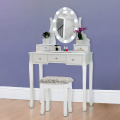 LED Mirror Dressing Table White LED Bulbs Mirror Dressing Table with Stool Supplier